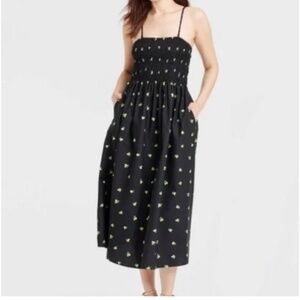 Women’s Smocked midi lemon dress